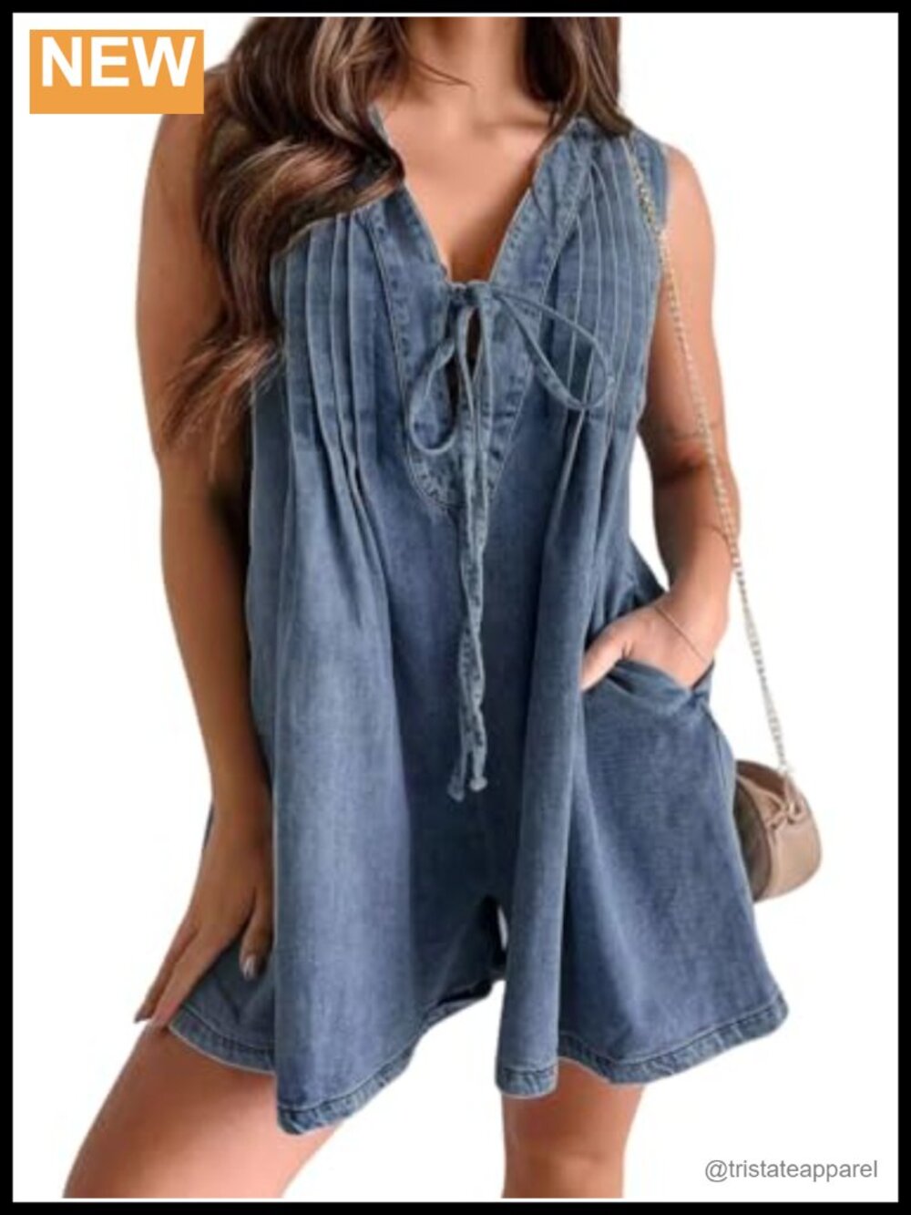 Denim Overalls Shorts Romper Sleeveless Ruffle Smocked Babydoll Mini